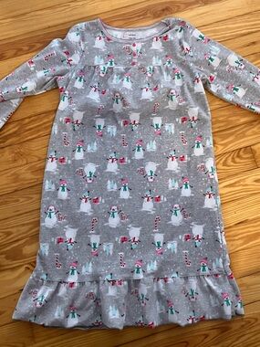 Carters Girls' Gray Snowman Holiday Nightgown